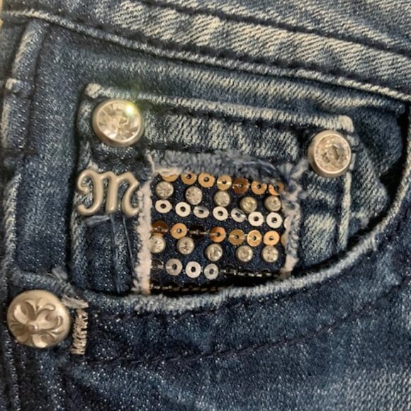 Miss Me Blue Denim Distressed Bootcut Cotton Women's Jeans - Size 27 - Picture 7 of 8